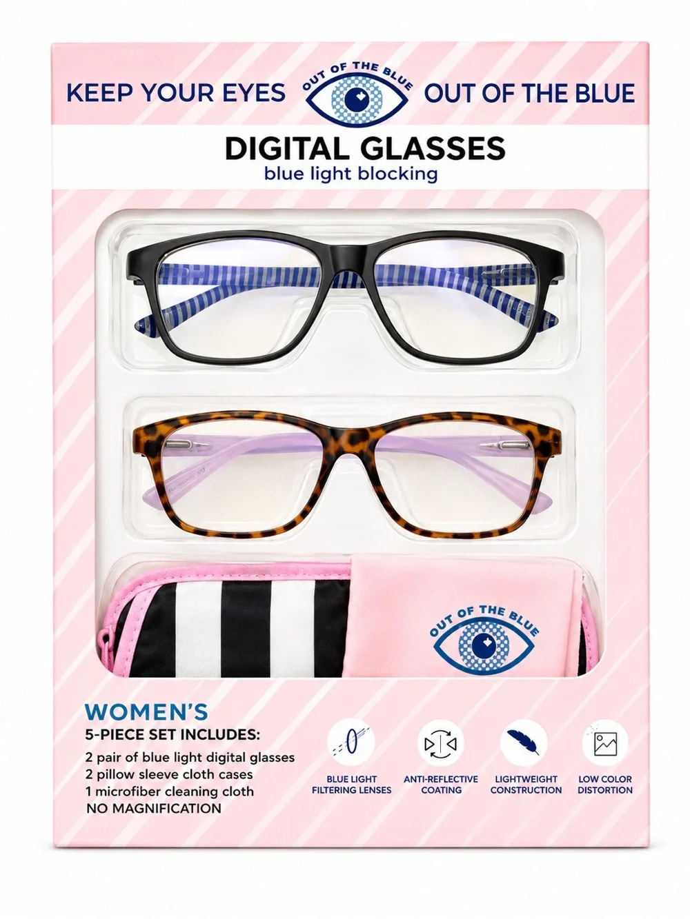 Women’s Blue Light Blocking Glasses Set - Black & Tortoiseshell